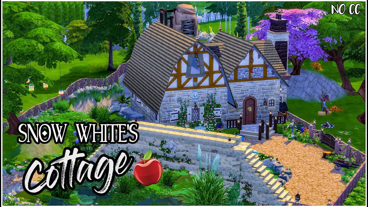 SNOW WHITES COTTAGE 🍎 Sims 4 Disney Speed Build//NO CC