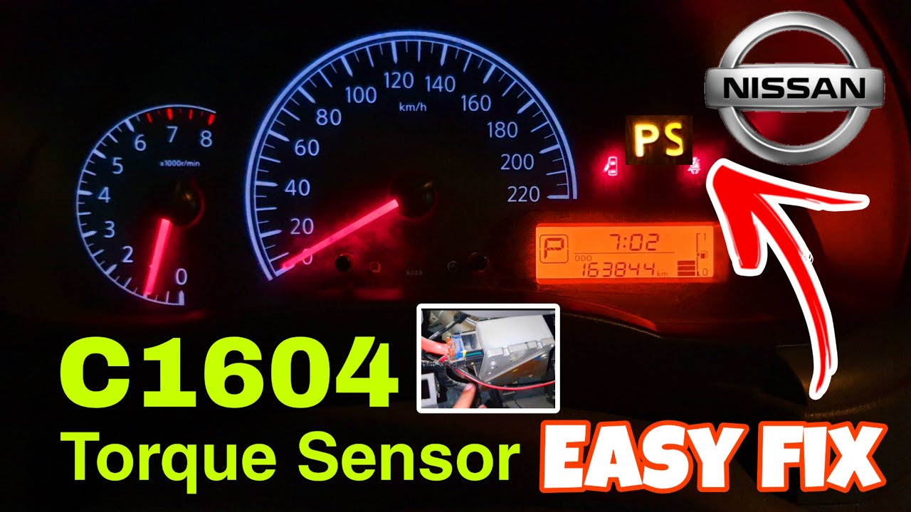 Nissan ps light power steering hard easy fix, C1604 Torque sensor solution.