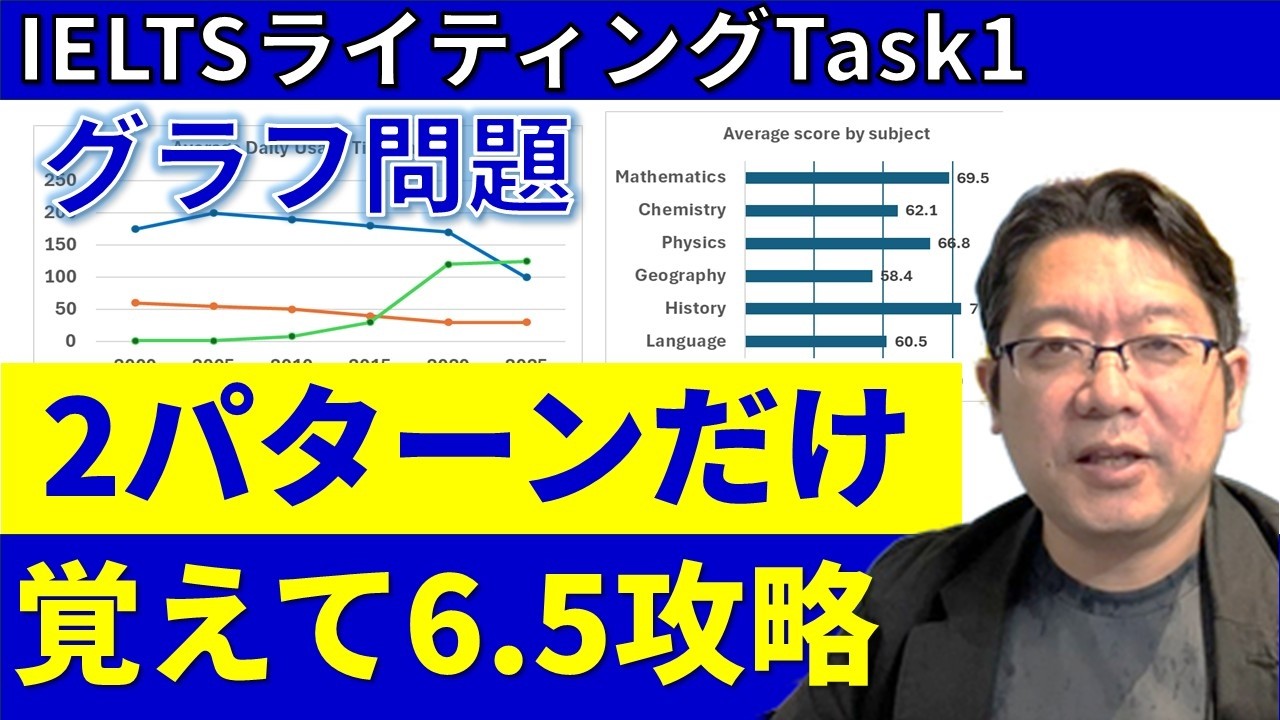 【IELTSライティングTask1】グラフ問題で「もう迷わない」！2パターンで6.5攻略