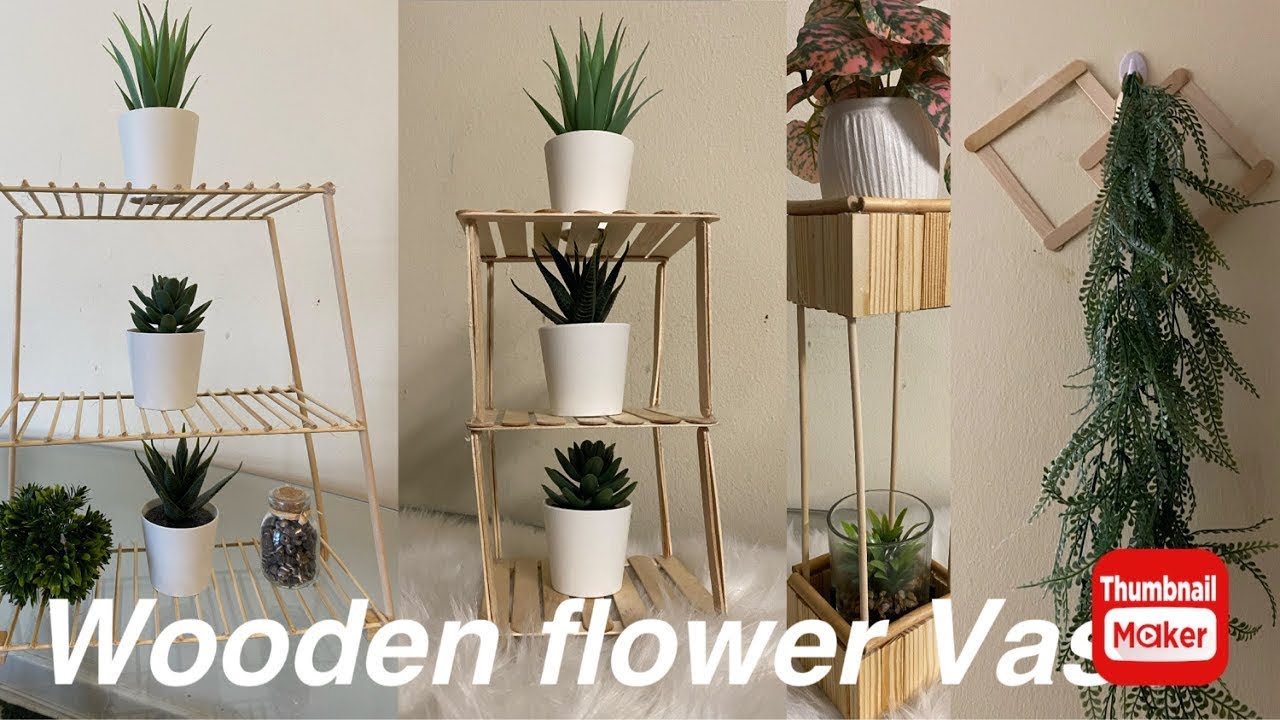 🎄How to make wooden Flowervase standcraft  decoration craft idea|Christmas Living roomdecor Popsicle