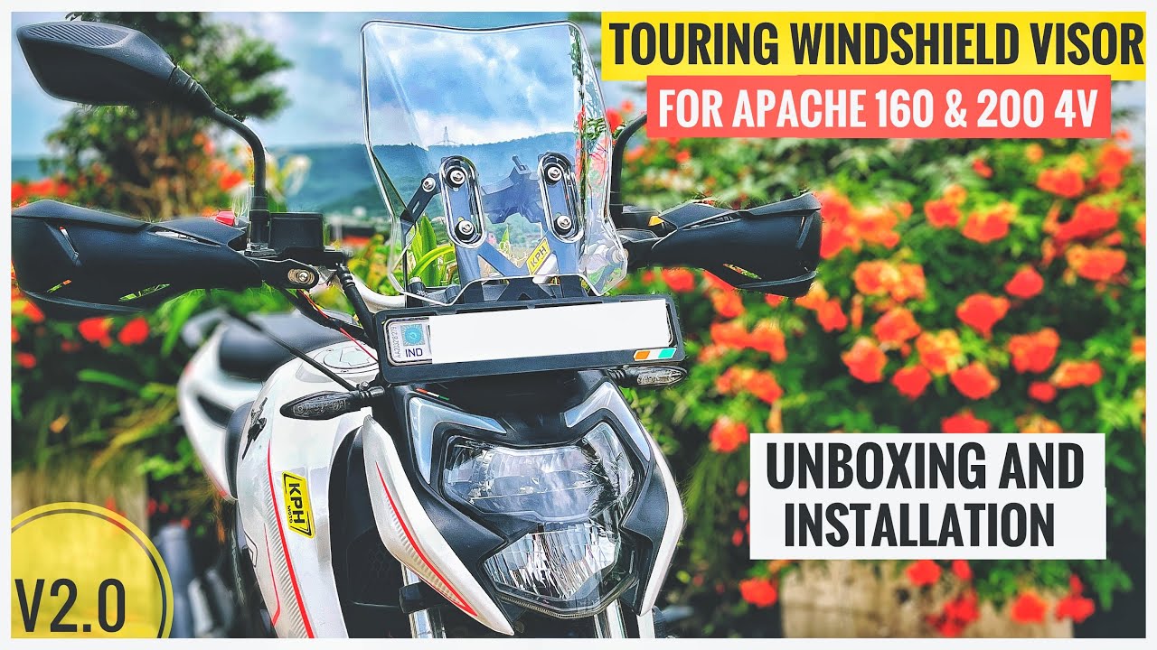 Touring Windshield Visor For Apache 200  and Apache 160 4V Installed | Installation and Unboxing V2
