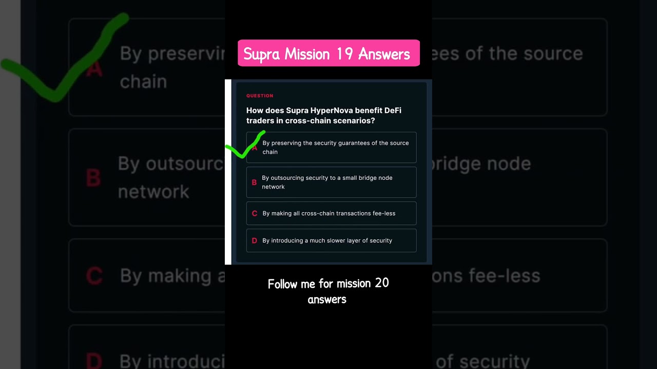 SupraOracles Mission 19 Quiz Answers