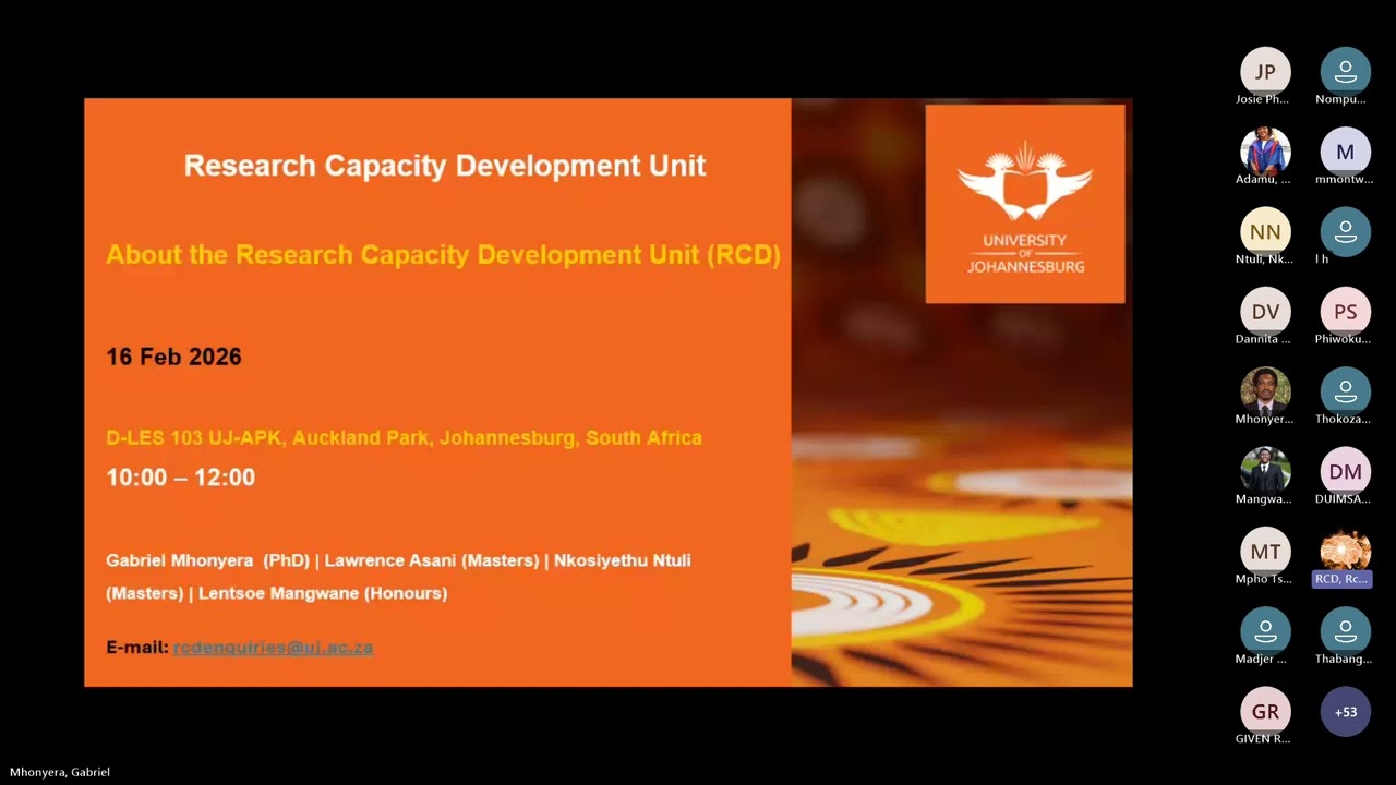 Information Session Research Capacity Development Unit