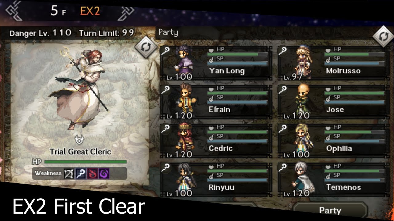 Octopath Traveler COTC [GL/SEA/KR] Cleric Training 5F EX2 (First Clear)