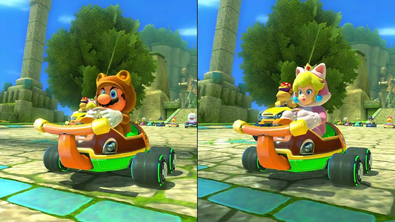 Mario Kart 8 - Tanooki Mario vs Cat Peach
