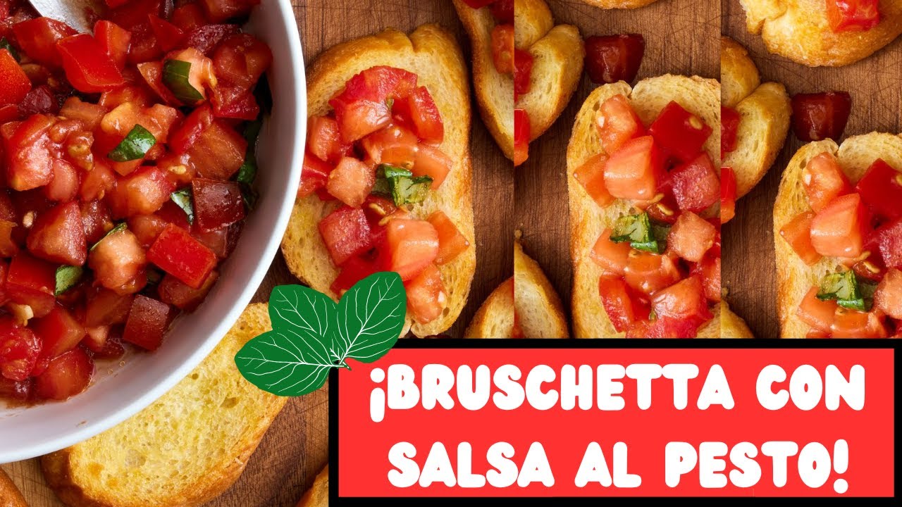 BRUSCHETTA con SALSA AL PESTO |Un plato de entrada al mejor estilo ITALIANO| Receta de la ABUELA 🍅🍞🫒