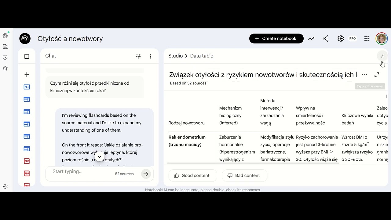 26. NOTEBOOKLM. DOMYŚLNA TABELA.