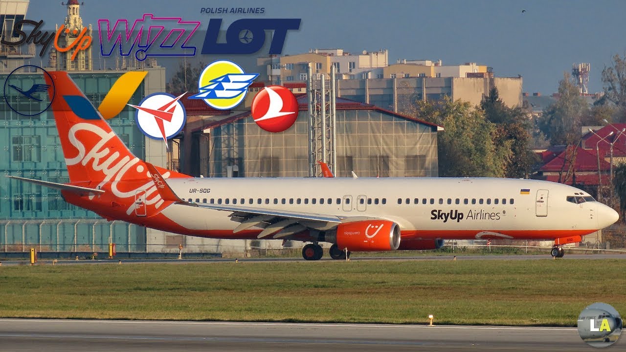 Spotting in Lviv | SkyUp NEW ROUTES and Azur Air at red livery + (MD82, B739, AN-26...)