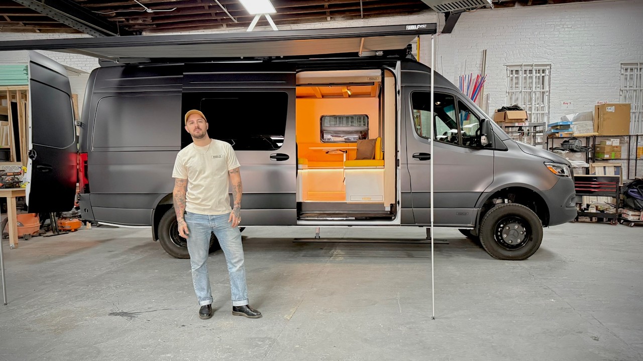 This Custom Van REDEFINES Layouts: Front Lounge, Elevator Bed & MASSIVE Rear Bathroom