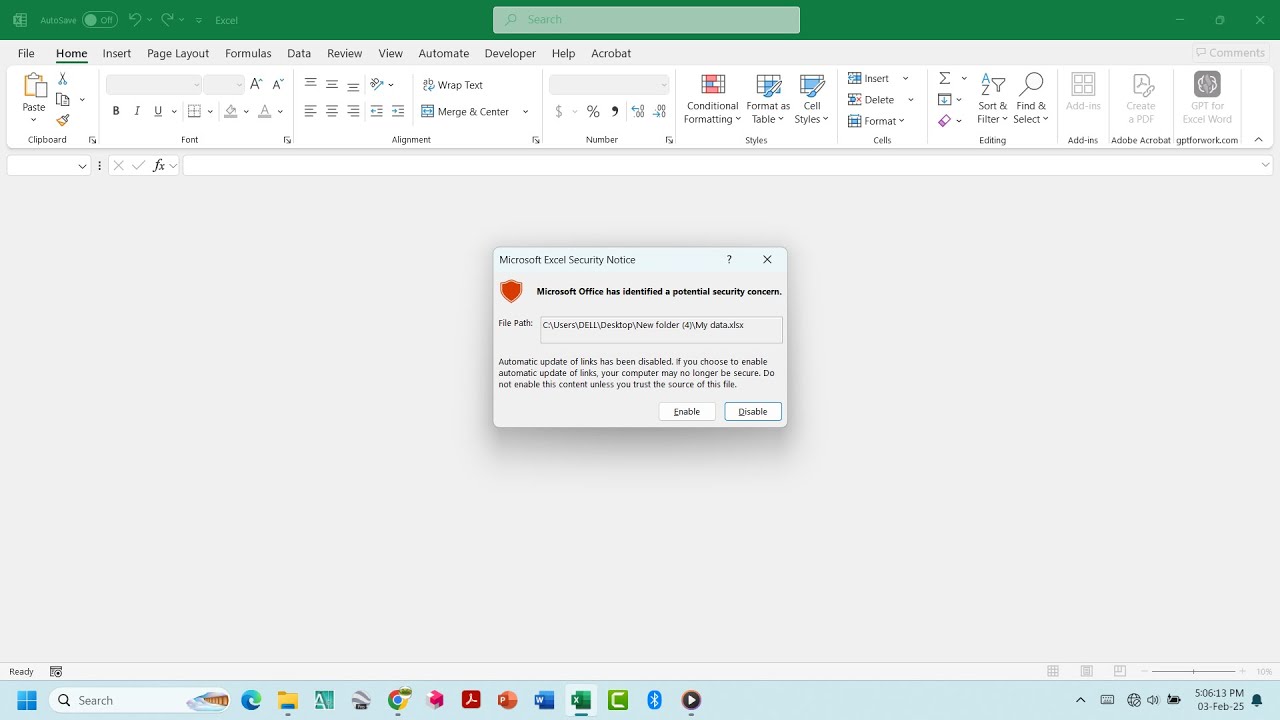 How to recover your excel file if security error occurred | Potential security concern #excelerror