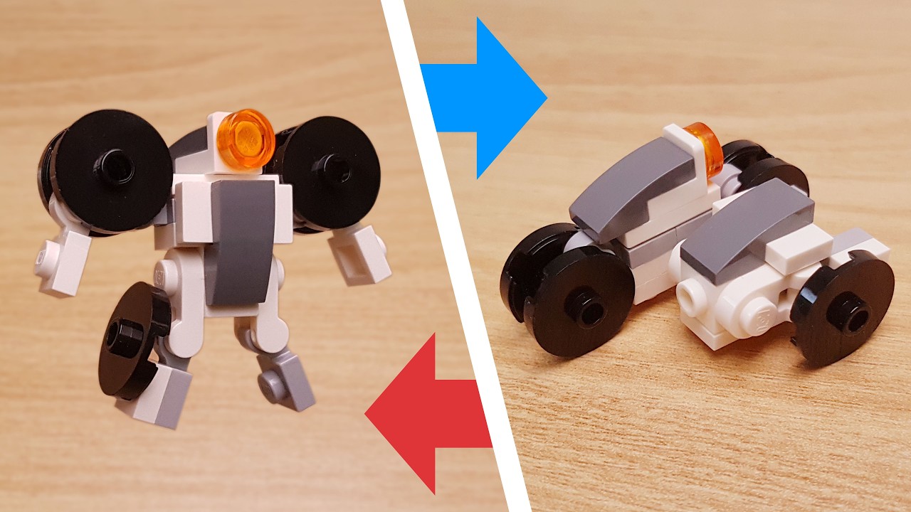 Mini klocek LEGO Robot transformatorowy z motocyklem i przyczepą boczną &mdash; Motor Combi #LEGO #MOC #Mo