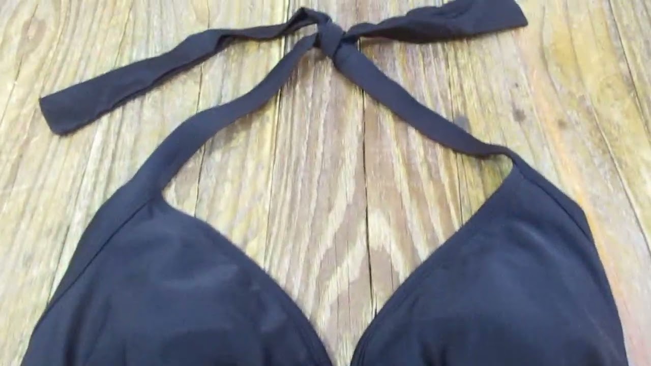 Merona Purple Slimming Black Flower Halter One-Piece Bathing Suit Size Small EUC