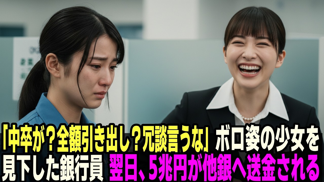 「貧乏中卒が窓口に来るな」病気祖父の年金を下ろす少女を嘲笑した女行員…翌朝“地域の退職金”5兆円が消えた