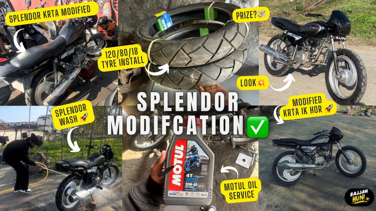 🛞 120/80/18 Jk Blaze Big Tyre Install | Splendor Modification 💥 Fat Tyre In Splendor ✅ Sajjan Huni 🚀