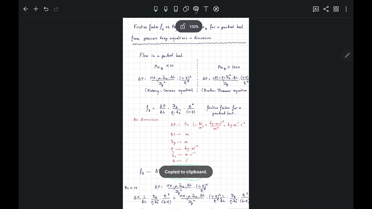 Raw series: friction factor vs. Reynolds number plot in a packed bed