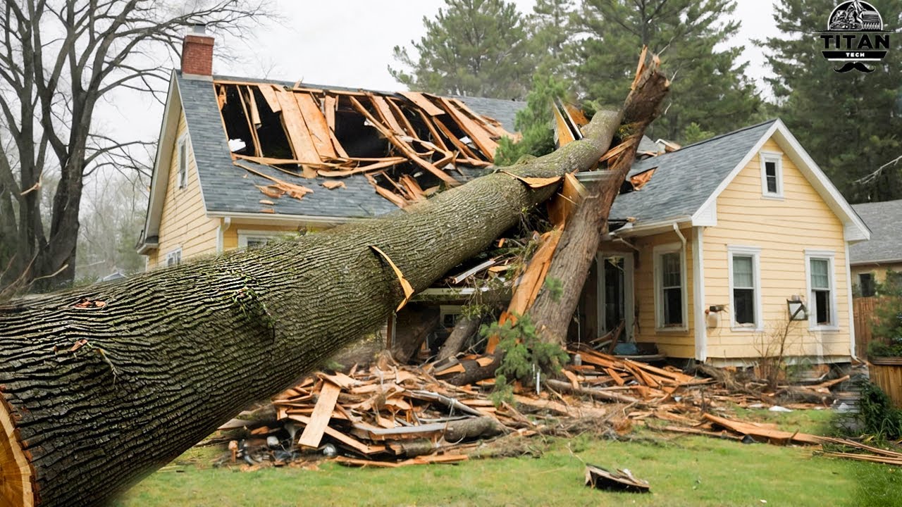 Dangerous Fastest Idiots Cutting Tree Fails Skill With Chainsaw | Tree Falling on Houses #1