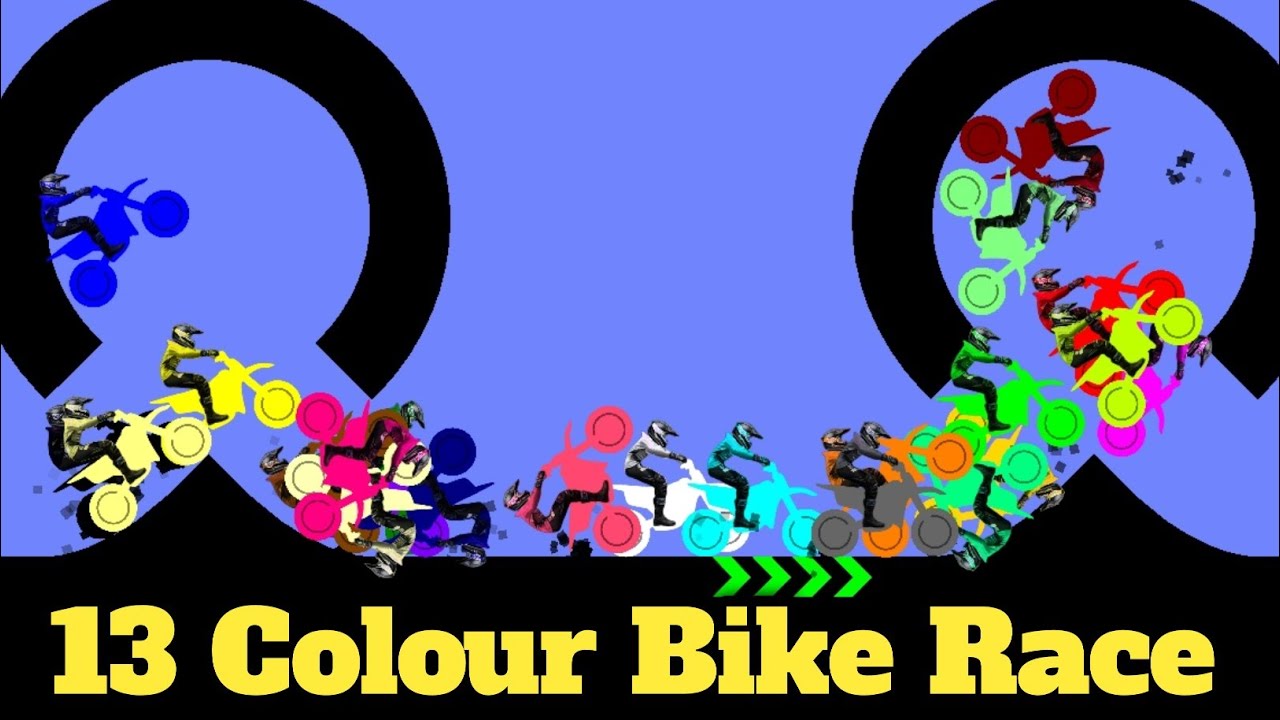 13 Colours Biker & 12 Elimination Bike Race Tournament in Algodoo - Motocross Bike Racing