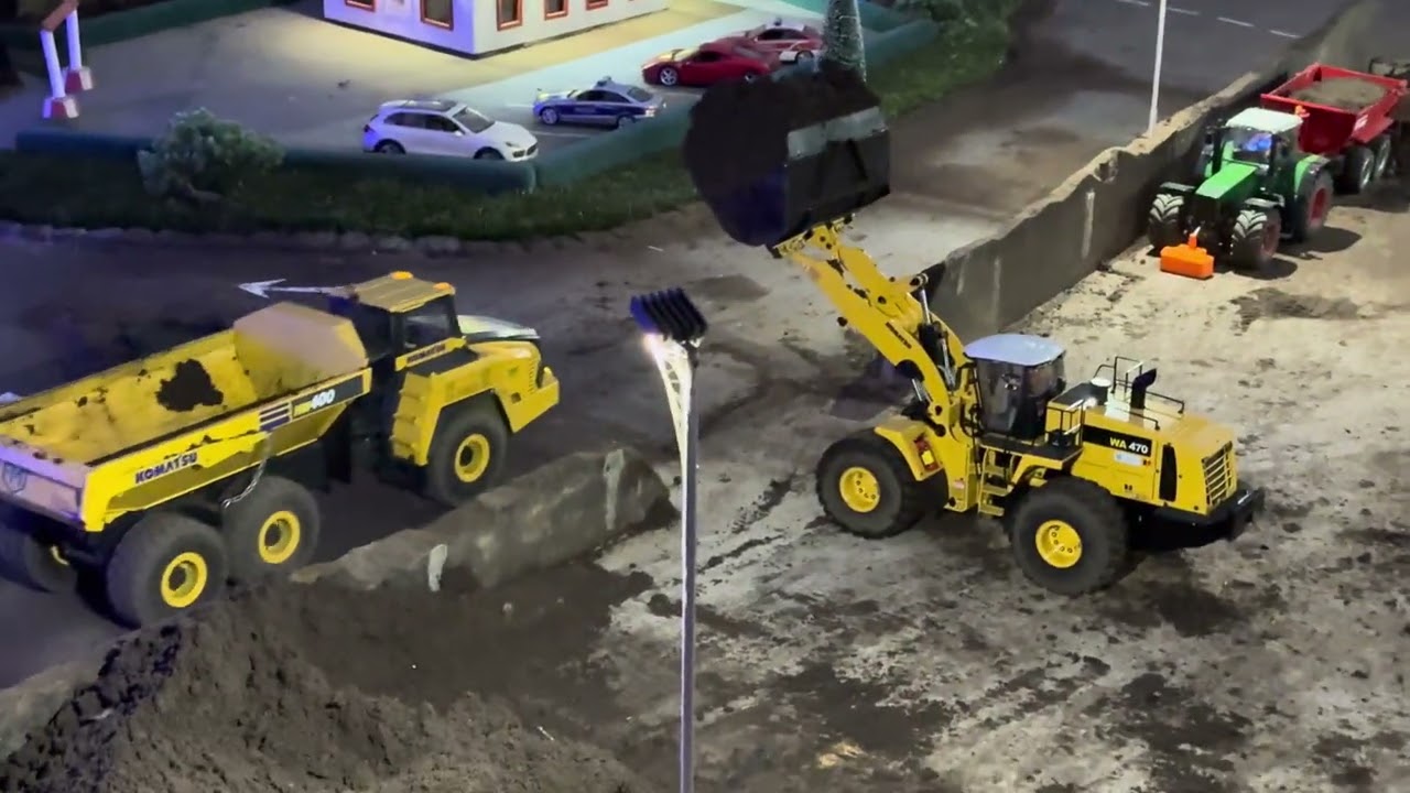 Baumaschinen Action im RC Glashaus Long Distance Day Bagger LKW Raupe 4K UHD