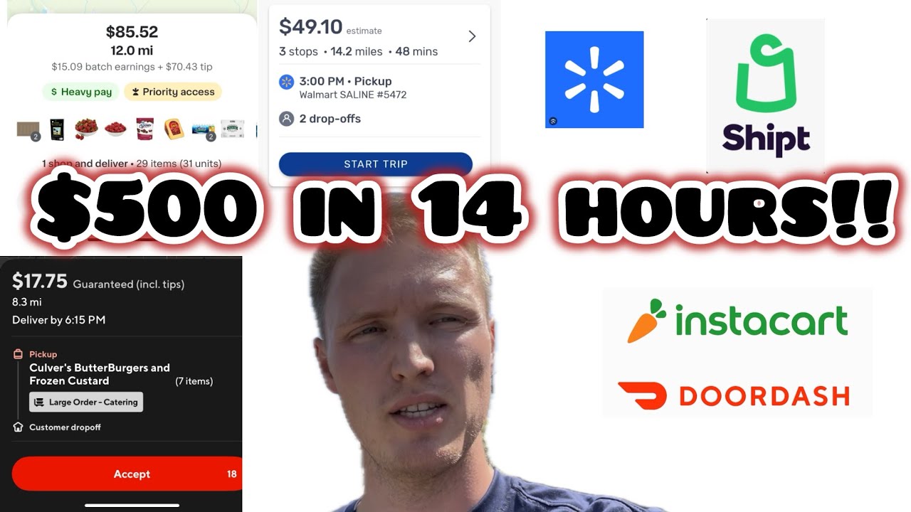 INSANE $500 SHIFT USING DOORDASH, INSTACART, SPARK, SHIPT