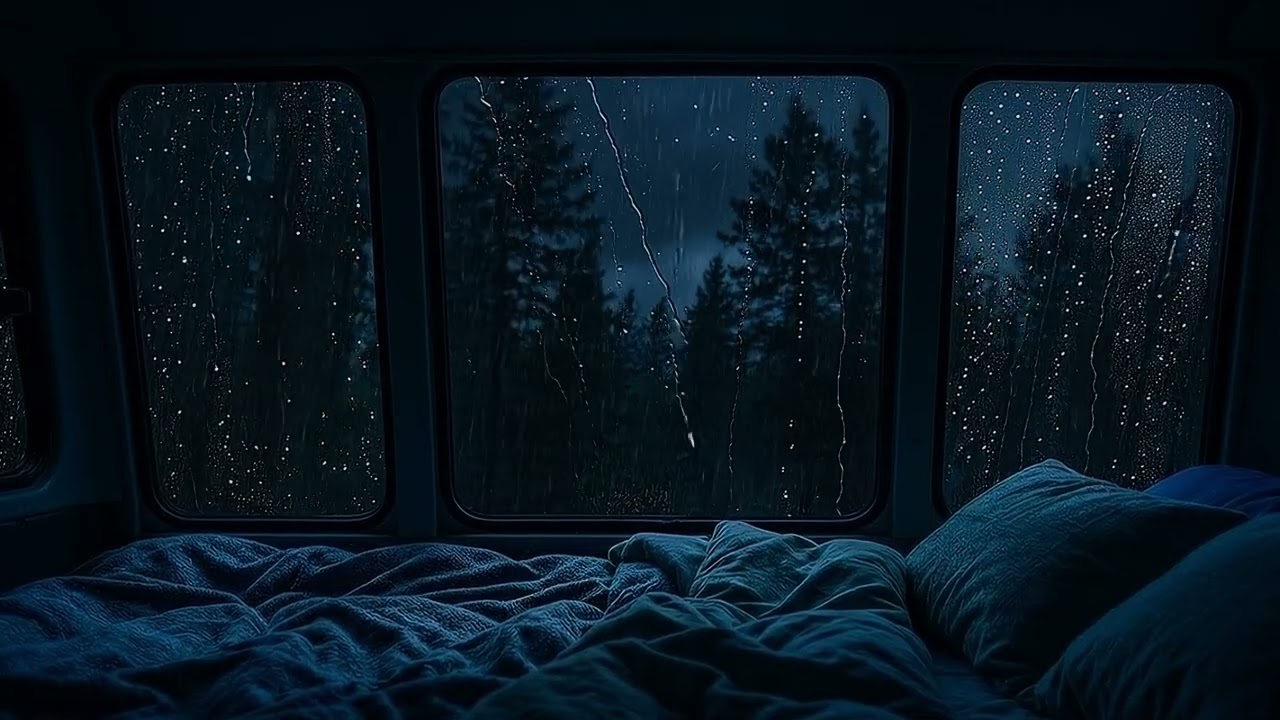 Sleeping in a Car While Rain and Thunder Pour Down | Relaxing Sleep Ambience