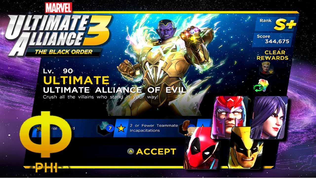 Marvel Ultimate Alliance 3 [NS] - X-Men Vs Alliance of Evil / Infinity Trial Phi / 3 Stars / S+