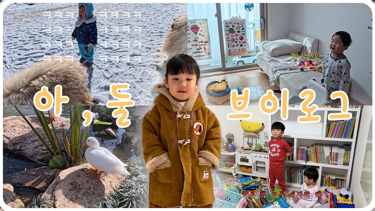 43개월 24개월 아들 둘 주말 일상🥰 동물 먹이도 주고🥕🥬 정리하면 어지르는 아들들😡💢