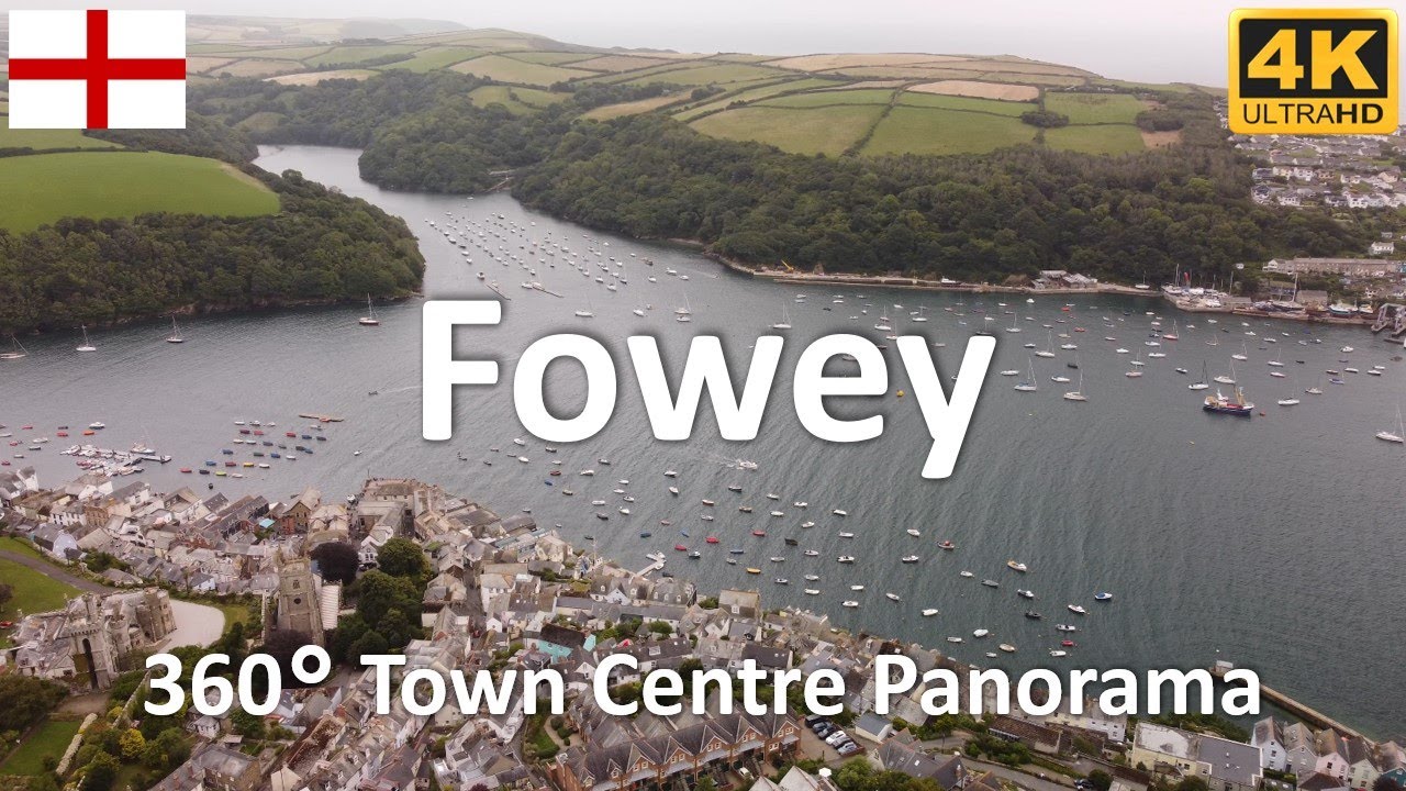 Fowey - Town Centre Panorama | Cornwall | England | UK - 4k 360&deg;