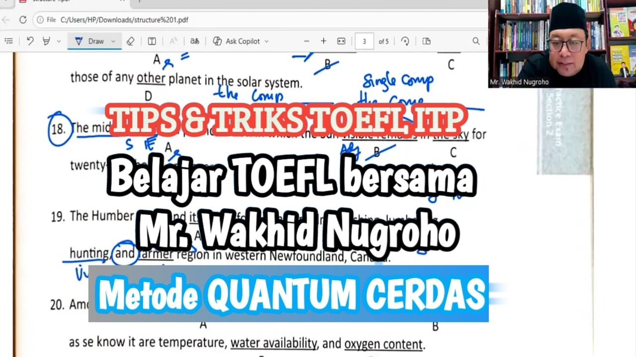 Belajar TOEFL Bersama Mr Wakhid Nugroho | Simple dan Praktis