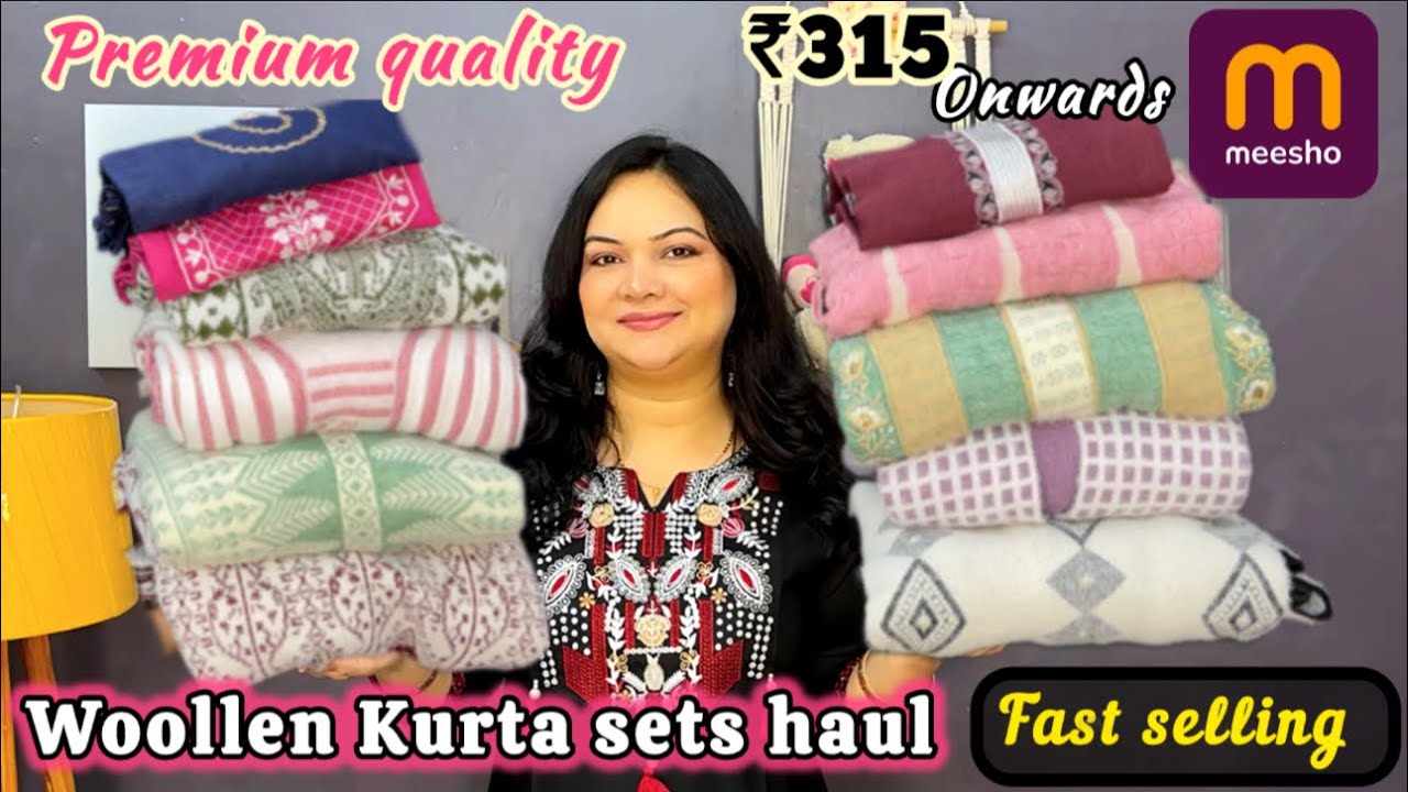 🌸Meesho premium quality woollen Kurta set🌸₹315 onwards🎀fast selling products🎀meesho winter wear haul