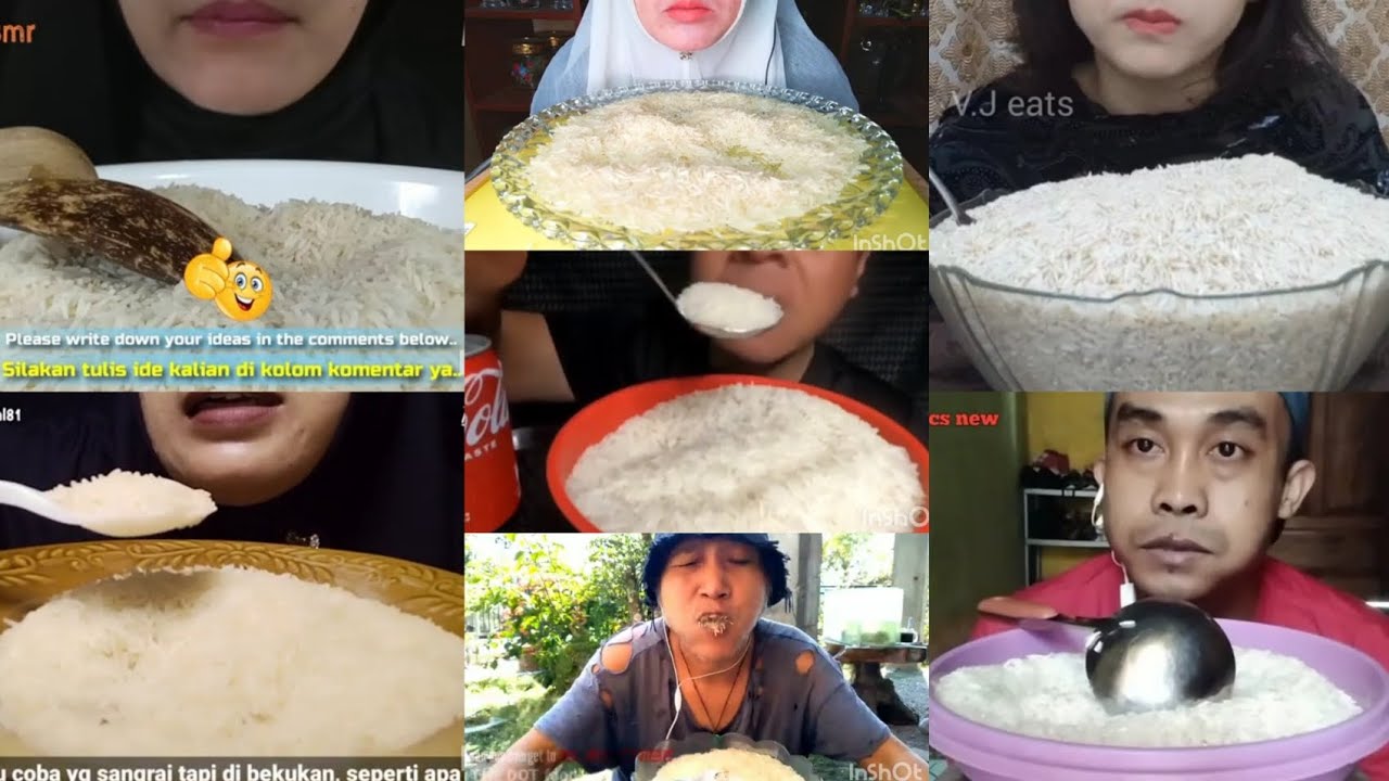 asmr raw rice eating || basmati makan baras mental mixed eating 