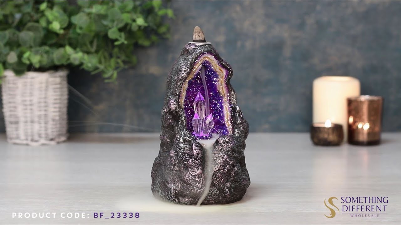 Glowing Crystal Cave Backflow Incense Cone Burner | Something Different Wholesale