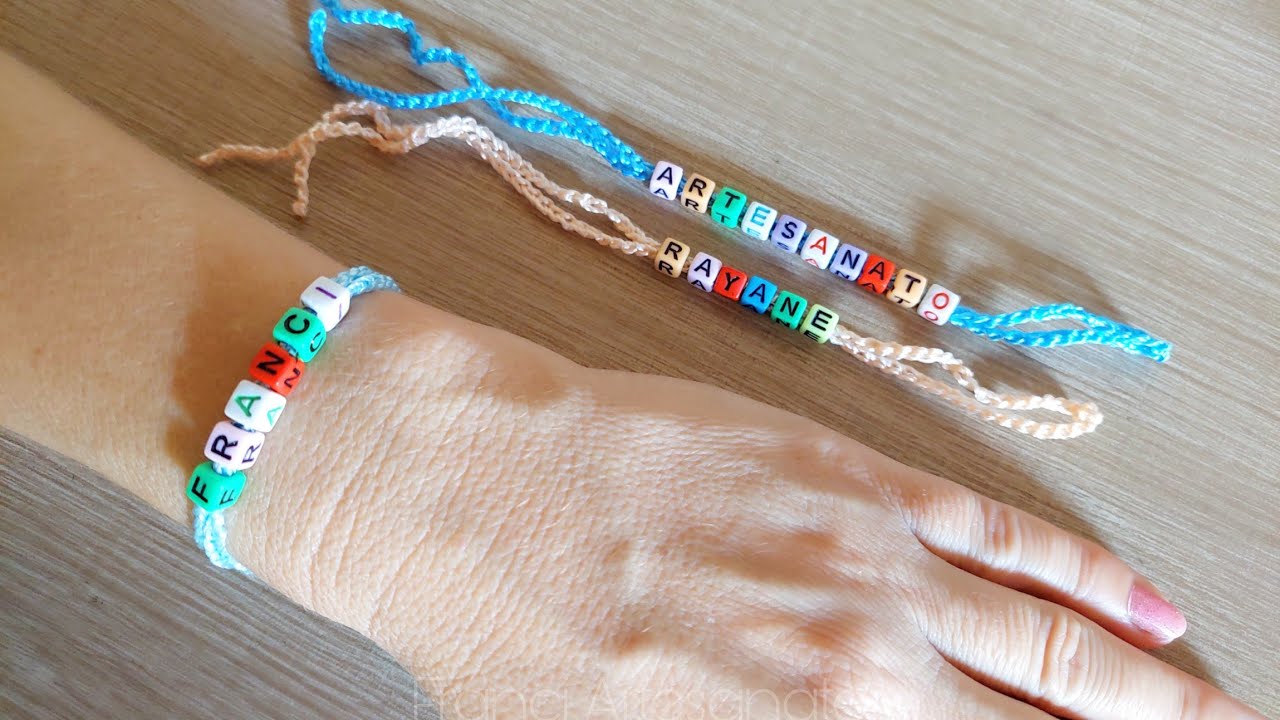 PULSEIRA DE CROCH&Ecirc; COM LETRINHAS QUADRADAS | SUPER F&Aacute;CIL - FRANCI ARTESANATO