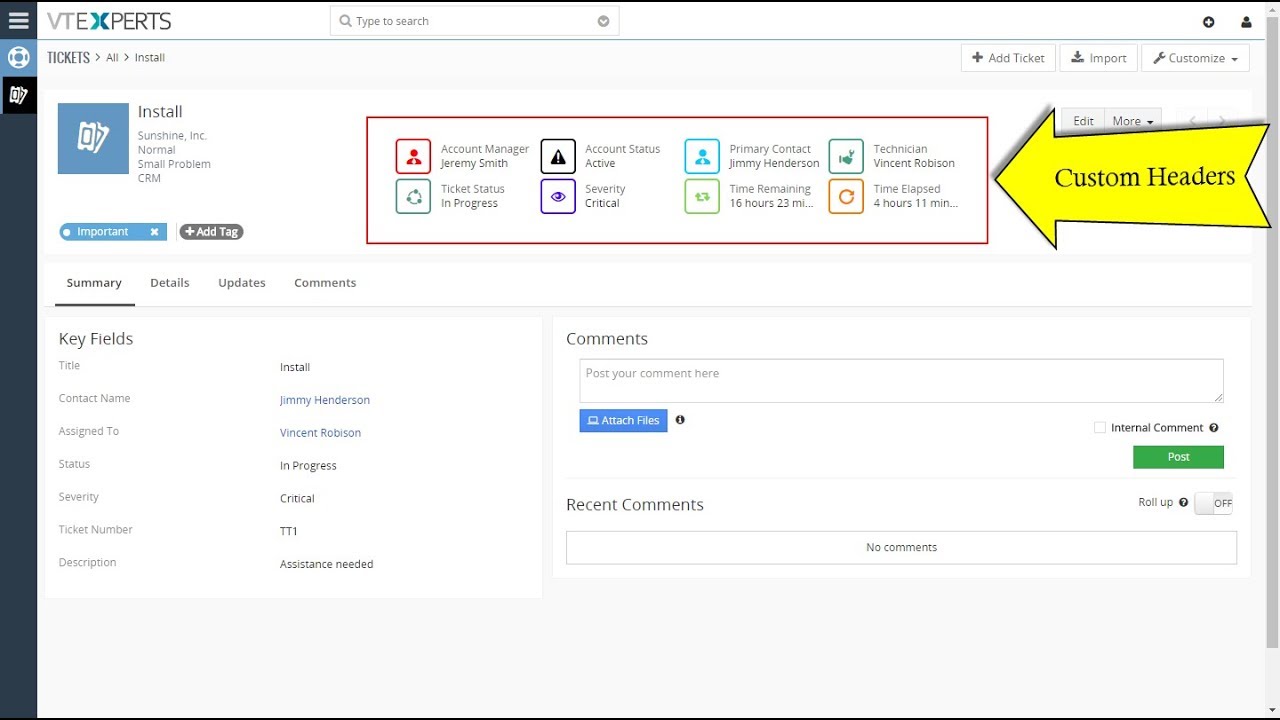 Custom Headers - Extension for VTiger