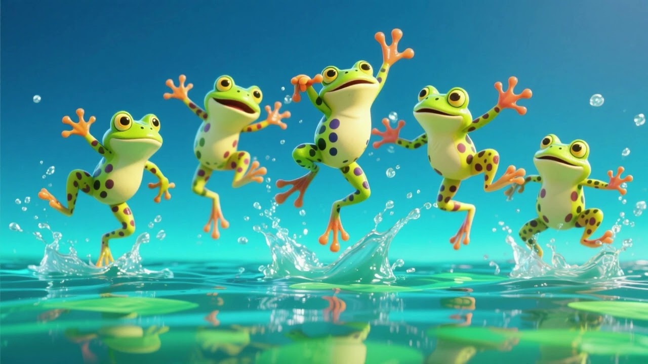Five Speckled Frogs Jumping Splash | Nursery Rhymes & Kids Songs