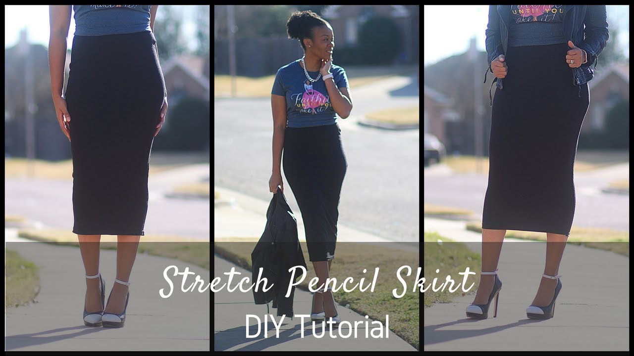DIY Stretch Pencil Skirt Block with Flat Elastic Waistband Tutorial