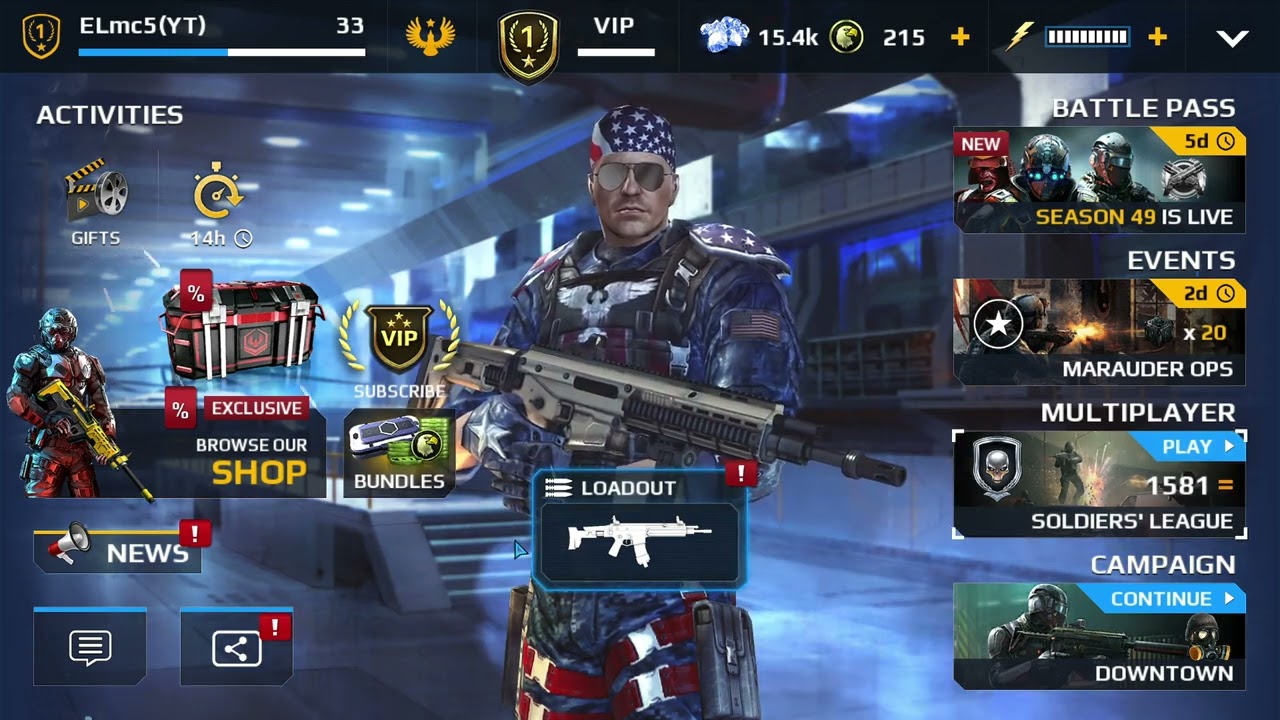 Modern Combat 5 I bought 10 armor packs and opened the American Patriot😅