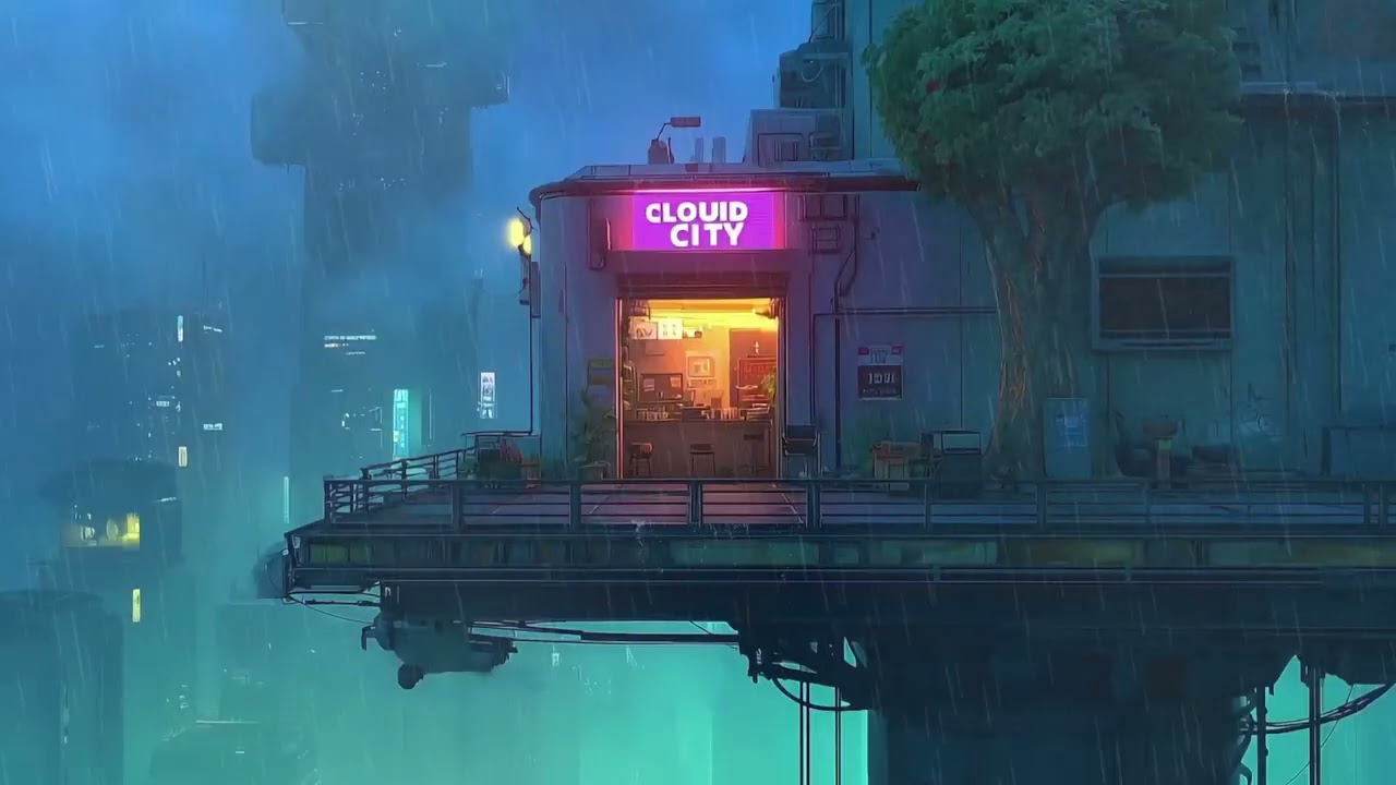 Rain Awakens Circuits 🌧️ Rain Futuristic Lofi Music