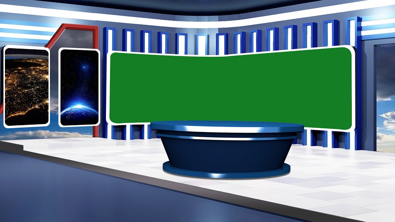 News Studio Green Screen WIth Desk For Kinemaster, Adobe Premiere, Adobe After Effects and Edius