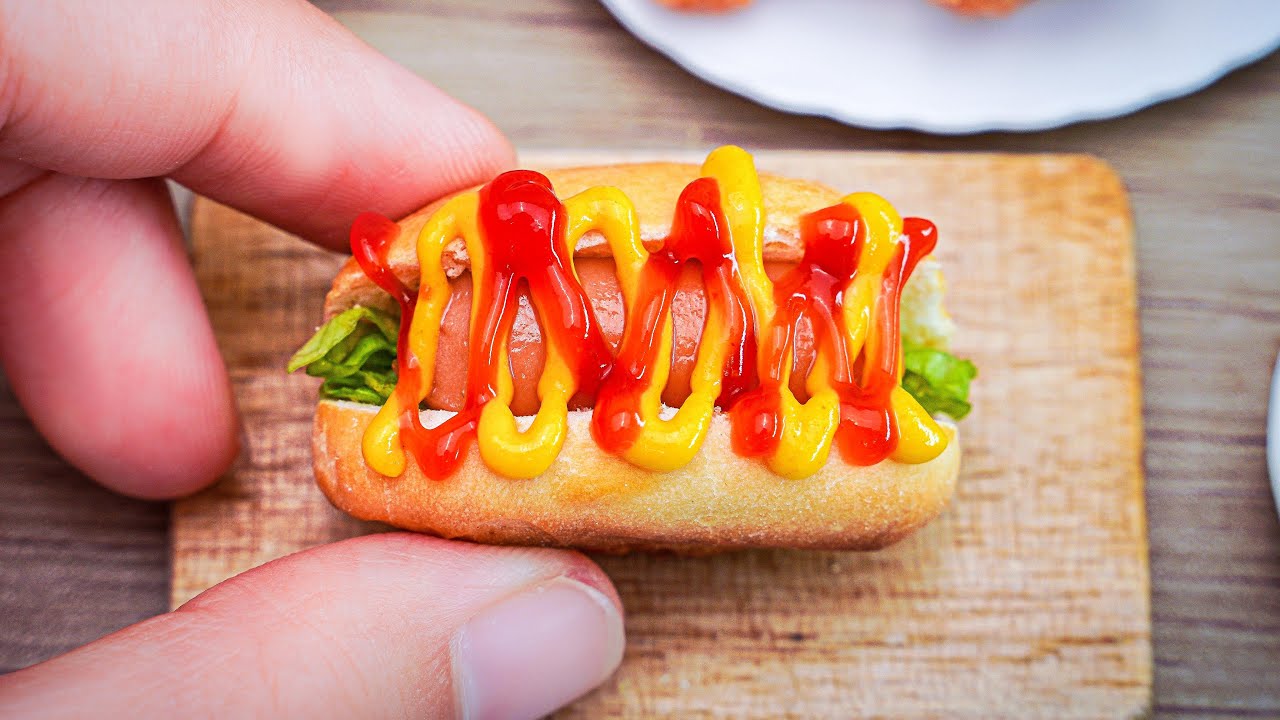 How To Make Mini Hot Dog Buns Recipe - ASMR Cooking Mini Food