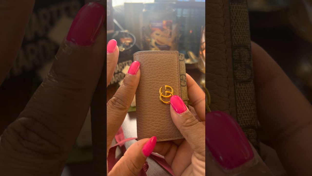 Gucci Marmont Leather Key Case - Dusty Pink & GG Supreme