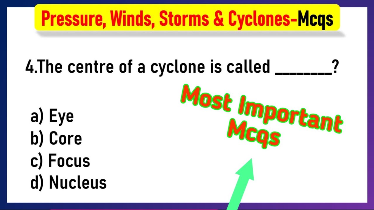 Pressure, Winds, Storms, and Cyclones mcq class 8 | MCQs-Pressure Winds Storms and Cyclones