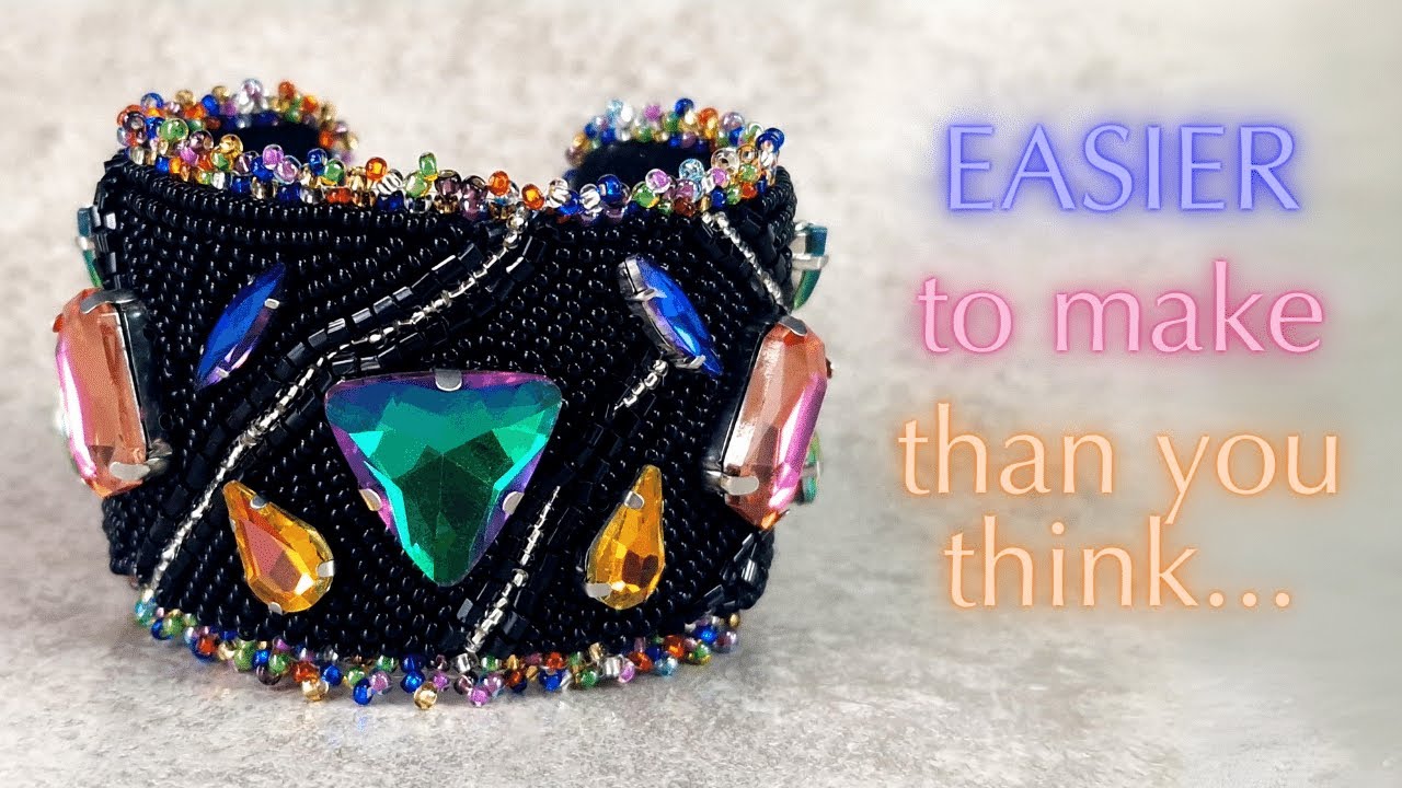 Crystal Cuff Bracelet | Easy bead embroidery tutorial