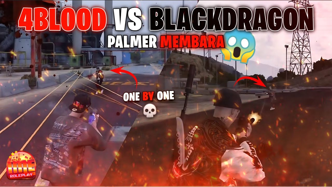 4BLOOD VS BLACKDRAGON 💀 PALMER BERDARAH MEMBARA 🔥 - GTA V ROLEPLAY #imeroleplay #ime
