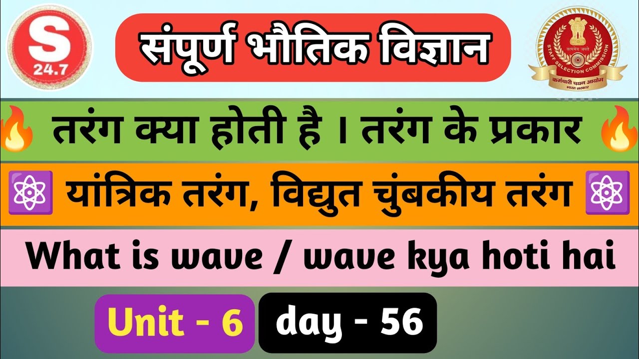 तरंग क्या होती है | What is wave | तरंग के प्रकार | विद्युत चुंबकीय तरंग | @study24.79 