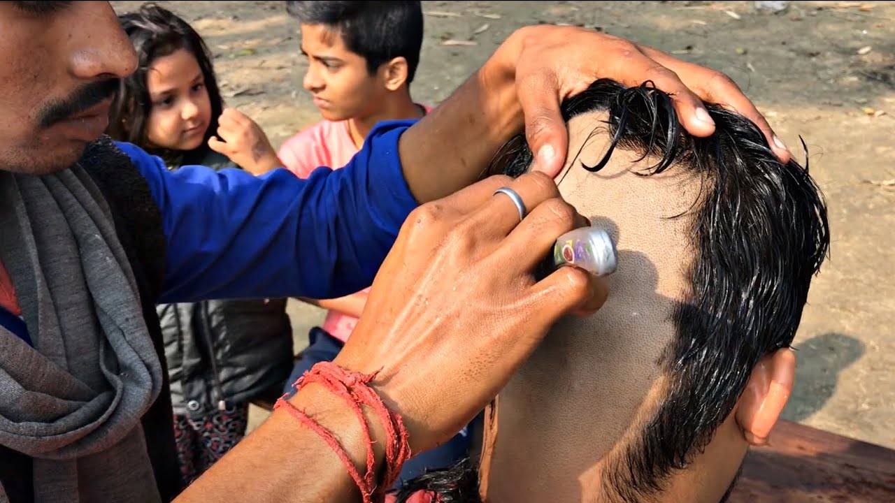 Indian Barber Street Shave In Bihar - Head Shave By Birendar : Part 3 | ASMR | Puremassageworld