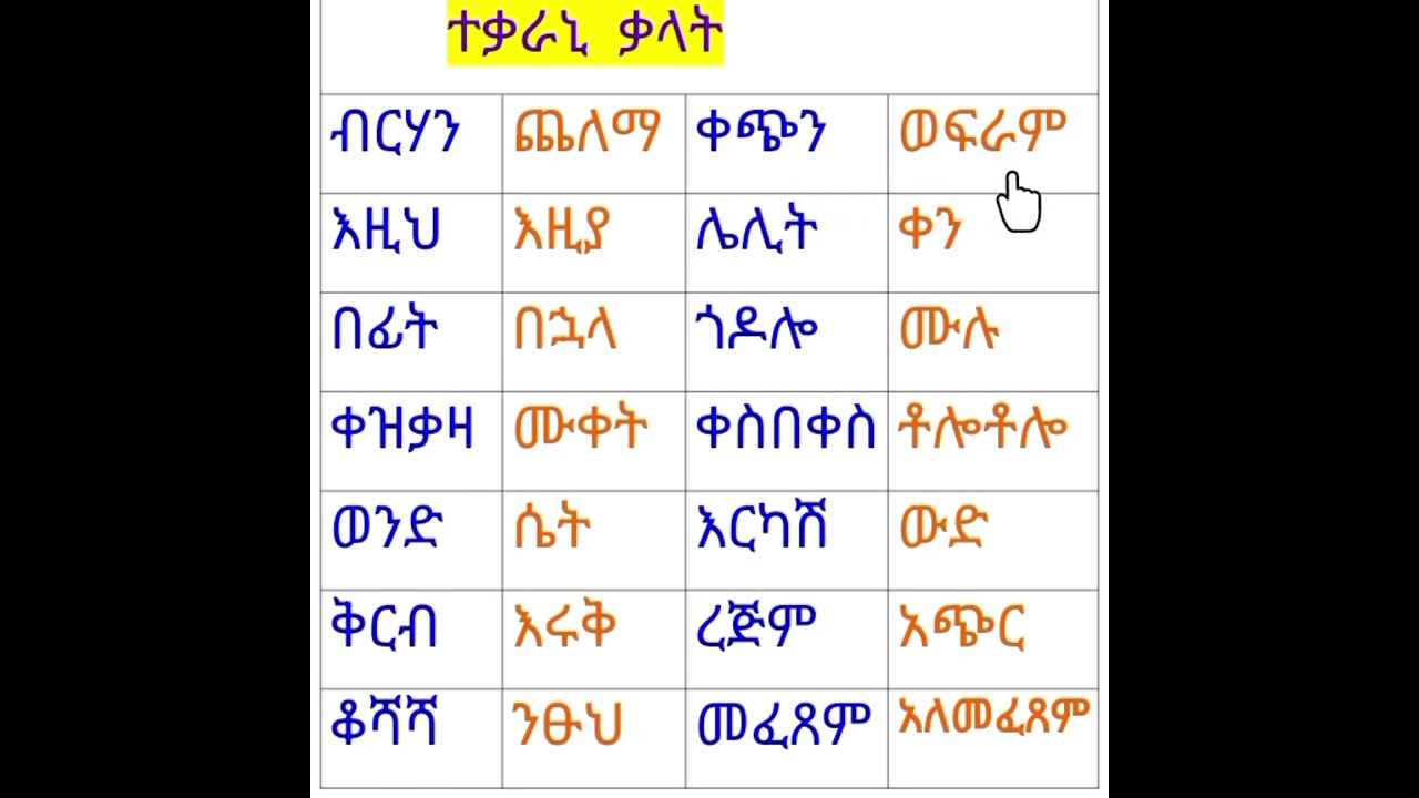 አማርኛ ተቃራኒ ቃላት @+251923146769