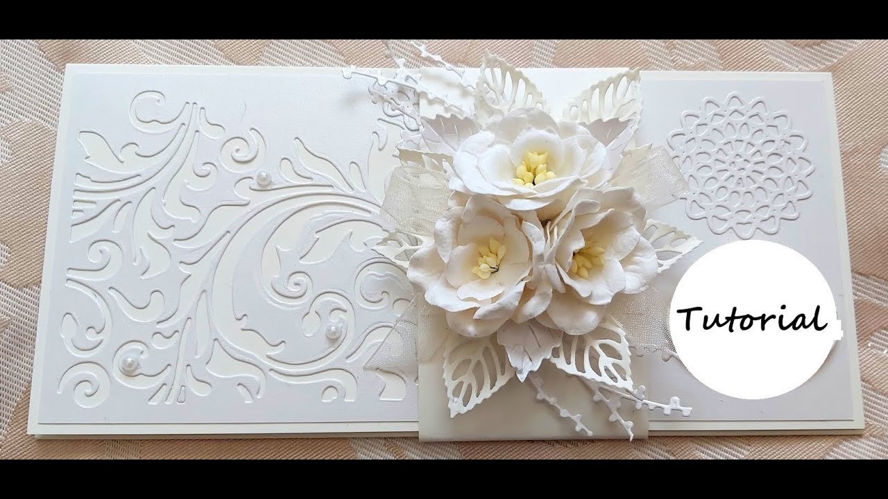 KARTKA KOPERTÓWKA, KWIATY Z PAPIERU I LISTKI Z KALKI WYKONANE METODĄ EMBOSSINGU NA GORĄCO - TUTORIAL
