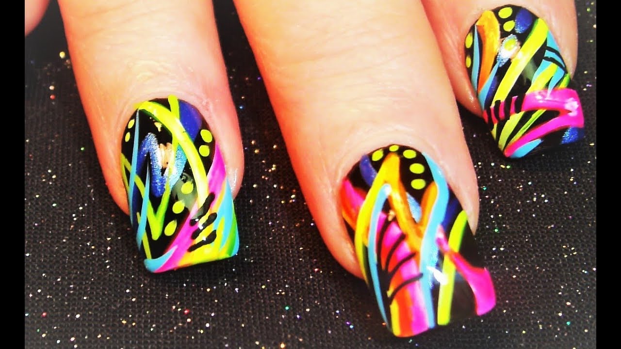 90's Nail Art | Neon Spring Retro Nail Art Design Tutorial