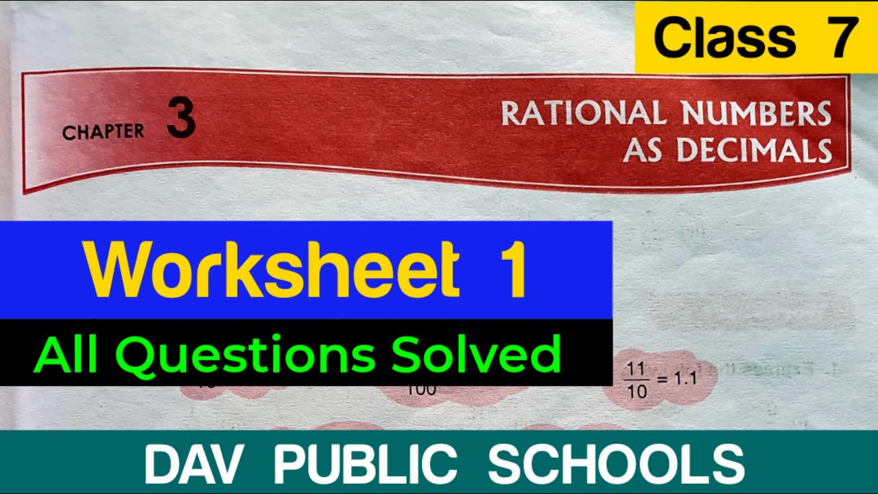 DAV class 7 maths chapter 3 worksheet 1 - all questions solved
