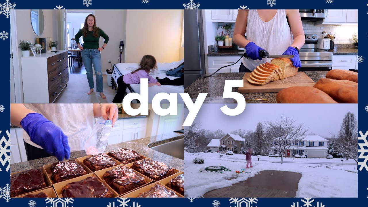 🎄 VLOGMAS DAY 5 | bake day for my fresh milled home bakery, snow with alice, old navy jeans + more